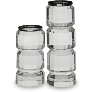 image:imageSignature Design by Ashley Brentley Contemporary Crystal and Metal Pillar Candle Holder Set Set of 2 Chrome