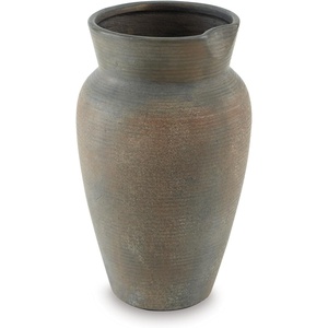 image:imageSignature Design by Ashley Brickmen Ceramic Table Vase Rustic Antique Gray Textured Pottery Decor for Faux Greenery amp Dried Florals 10 Inch