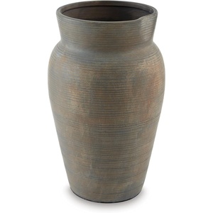 image:imageSignature Design by Ashley Brickmen Ceramic Vase 12 Inch Tall Antique Gray Textured Wide Mouth Pot 5 lb Ceramic Construction for Faux Florals and Tabletop Decor