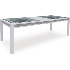 image:imageSignature Design by Ashley Chalanna Contemporary Dining Extension Table with 4 Legs and Rhinestone Accent Trim White