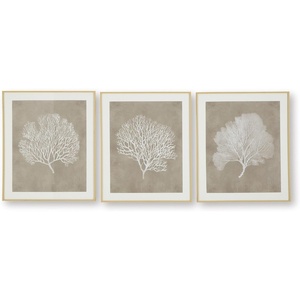 image:imageSignature Design by Ashley Framed Coral Wall Art Set of 3 Taupe