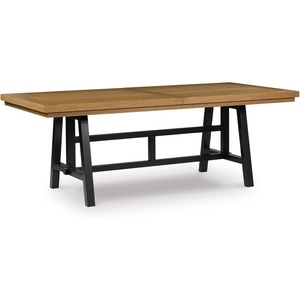 image:imageSignature Design by Ashley Galliden Contemporary Dining Extension Table with Removable Center Leaf Seats Up to 10 Light Brown amp Black