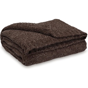 image:imageSignature Design by Ashley Gold Chenille Throw Blanket Soft Chunky KnitDark Brown
