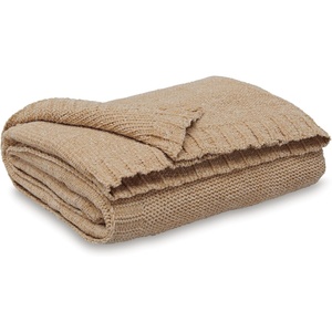image:imageSignature Design by Ashley Gold Chenille Throw Blanket Soft Chunky KnitLight Brown