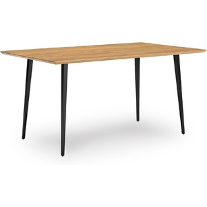 image:imageSignature Design by Ashley Gretlynn Casual Acacia Wood Dining Table with Metal Legs Light Brown amp Black