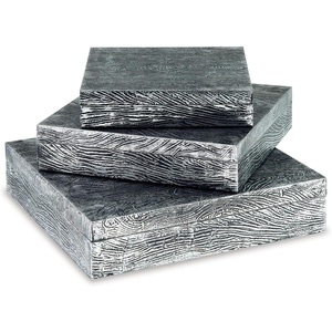 image:imageSignature Design by Ashley Keldy Modern 3 Piece Metal amp Wood Storage Box Set Antique GrayAntique Gray