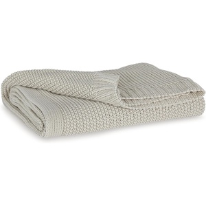 image:imageSignature Design by Ashley Lightweight Knit Cotton Throw Blanket GraySand