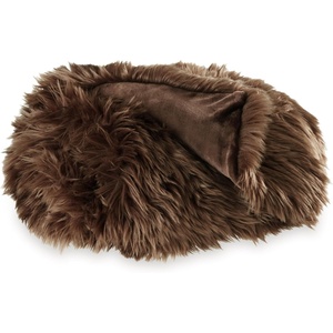 image:imageSignature Design by Ashley Luxury Brown Faux Fur Throw Blanket 50x60
