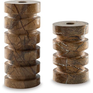 image:imageSignature Design by Ashley Marble Taper Candle Holder Set Set of 2 Tan