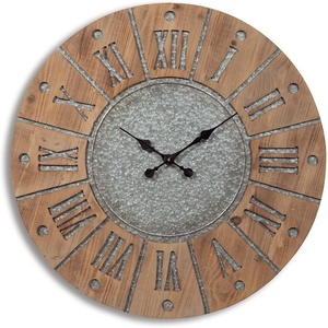 image:imageSignature Design by Ashley Payson Farmhouse Wall Clock 30 x 30 Inches Natural Wood FinishPayson