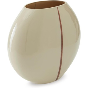 image:imageSignature Design by Ashley Sheabourne Contemporary Glass Vase Large 13 Inch Width Wide Mouth HandPainted CopperTone Line Tabletop Console Decor for Dry Florals Cream 125 H1025 W x 525 D x 9 H