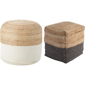 image:imageSignature Design by Ashley Sweed Valley Jute Cotton amp Farmhouse Poufs 19 x 19 Inches amp 175 x 2025 InchesWhite