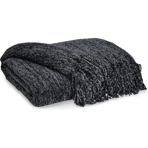 image:imageSignature Design by Ashley Tamish Contemporary Throw with Knotted Fringe Black