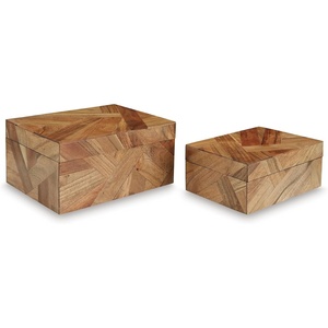 image:imageSignature Design by Ashley Wood Mosaic Decorative Box Set of 2 with LidsBrown