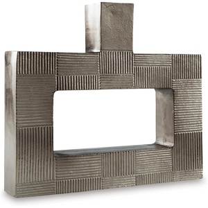 image:imageSignature Design by Ashley Wrengrove Vase Cast Aluminum Vase with Antiqued NickelTone Finish Sculptural Geometric Design for Faux and Dried Florals 988 W x 313 D x 2113 H1775 W x 313 D x 16 H