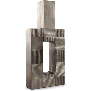 image:imageSignature Design by Ashley Wrengrove Vase Cast Aluminum Vase with Antiqued NickelTone Finish Sculptural Geometric Design for Faux and Dried Florals 988 W x 313 D x 2113 H988 W x 313 D x 21 H