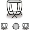 image:imageSignature Design by Ashley 3Piece Glass Top Round Coffee Table Set Black