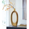 image:imageSignature Design by Ashley Large Gold Aluminum Geometric Vase10 W x 3 D x 22 H