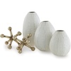 image:imageSignature Design by Ashley Azerton Contemporary Indoor Metal Dots Vase and Sculpture Accessory Set Set of 5 White amp Metallic