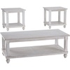 image:imageSignature Design by Ashley Cloudhurst Farmhouse 3Piece Table Set Includes 1 Coffee Table and 2 End Tables with Lower Storage Shelf White with Rustic Finish