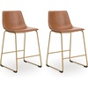 image:imageSignature Design by Ashley Counter Barstools Set of 2 Gold Faux Leather