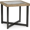 image:imageSignature Design by Ashley Montia Modern StoneTabletop End Table with Cross Legs Dark Brown amp Black