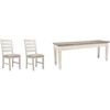 image:imageSignature Design by Ashley Skempton 20 Modern Farmhouse Dining Room Chair 2 Count Whitewash Skempton Farmhouse Storage BenchChair  Bench  White  Light Brown