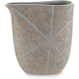 image:imageSignature Design by Ashley 15Inch Tall Polyresin Gold Flower VaseGray  Metallic