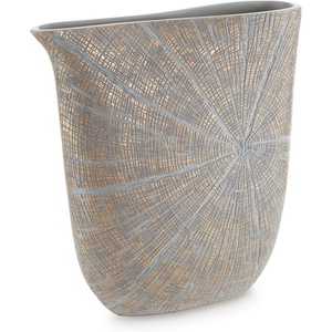 image:imageSignature Design by Ashley 15Inch Tall Polyresin Gold Flower VaseMetallic  Gray