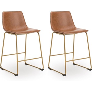 image:imageSignature Design by Ashley Counter Barstools Set of 2 Gold Faux Leather
