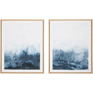 image:imageSignature Design by Ashley Holport Contemporary Abstract Framed Wall Art Set 2 Count Blue amp White