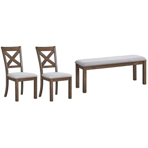 image:imageSignature Design by Ashley Moriville Modern Farmhouse 19 Upholstered Dining Room Chair 2 Count and Casual Rustic Upholstered Dining Bench