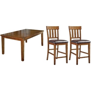 image:imageSignature Design by Ashley Ralene Traditional Dining Room Extension Table Medium Brown amp Ralene Traditional 26 Counter Height Faux Leather Seat Barstool 2 Count Brown