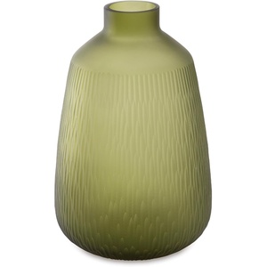 image:imageSignature Design by Ashley Scottyard Vase Olive Green Carved Glass Vase for IndoorOutdoor Styling Watertight Accent for Fresh Florals and Greenery 825 W x 825 D x 1313 H