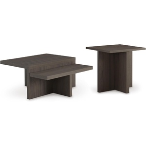 image:imageSignature Design by Ashley Zendex Contemporary Table Set with Pedestal Base Set of 2 Dark Brown