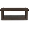 image:imageSignature Design by Ashley Breckington Contemporary Coffee Table with Lower Shelf and Casters Dark Brown