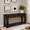 image:imageSignature Design by Ashley Gavelston Sofa Table Couch Table with Drawers amp Shelf HandFinished Wood Console for Living Room or Entryway Weathered BlackBlack