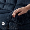 image:imageSignature Design by Ashley SimpleJoy Corduroy Sofa 3 Seater Black CouchNavy