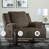 image:imageSignature Design by Ashley Top Tier Rocker Recliner Chair Oversized Wide Seat Cozy Corduroy Velvet Polyester Upholstery Manual Pull Tab Lounge Chair for Living Room No Assembly Required ChocolateDark Brown
