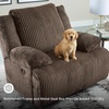 image:imageSignature Design by Ashley Top Tier Rocker Recliner Chair Oversized Wide Seat Cozy Corduroy Velvet Polyester Upholstery Manual Pull Tab Lounge Chair for Living Room No Assembly Required ChocolateDark Brown