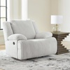 image:imageSignature Design by Ashley Top Tier Rocker Recliner Chair Oversized Wide Seat Cozy Corduroy Velvet Polyester Upholstery Manual Pull Tab Lounge Chair for Living Room No Assembly Required ChocolateWhite