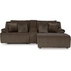 image:imageSignature Design by Ashley Top Tier Rocker Recliner Chair Oversized Wide Seat Cozy Corduroy Velvet Polyester Upholstery Manual Pull Tab Lounge Chair for Living Room No Assembly Required ChocolateDark Brown