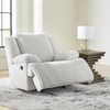 image:imageSignature Design by Ashley Top Tier Rocker Recliner Chair Oversized Wide Seat Cozy Corduroy Velvet Polyester Upholstery Manual Pull Tab Lounge Chair for Living Room No Assembly Required ChocolateWhite