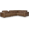 image:imageSignature Design by Ashley 6Piece Leather Power Reclining Sectional Sofa5Piece Sectional with Console  Right