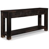 image:imageSignature Design by Ashley Gavelston Sofa Table Couch Table with Drawers amp Shelf HandFinished Wood Console for Living Room or Entryway Weathered BlackBlack