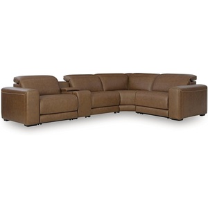 image:imageSignature Design by Ashley 6Piece Leather Power Reclining Sectional Sofa5Piece Sectional with Console  Right