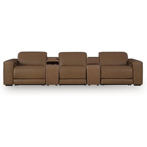 image:imageSignature Design by Ashley 6Piece Leather Power Reclining Sectional Sofa5Piece Sectional with Console
