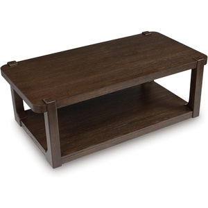 image:imageSignature Design by Ashley Breckington Contemporary Coffee Table with Lower Shelf and Casters Dark Brown