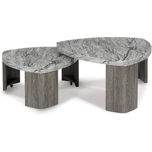 image:imageSignature Design by Ashley Faux Marble Triangle End Table Gray amp Brown39 W x 3863 D x 1813 H