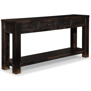image:imageSignature Design by Ashley Gavelston Sofa Table Couch Table with Drawers amp Shelf HandFinished Wood Console for Living Room or Entryway Weathered BlackBlack